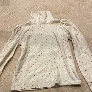 GAP White Polka Dot Long Sleeve Tee